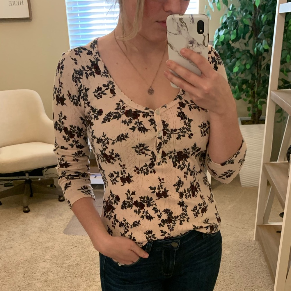 Floral print Henley